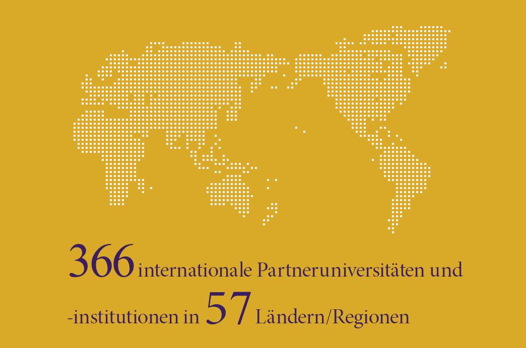 366 internationale Partneruniversitäten und -institutionen in 57 Ländern/Regionen