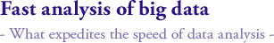 Fast analysis of big data
- What expedites the speed of data analysis -