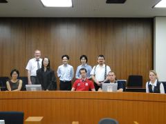 Participants enjoy the unique opportunity of receiving a lecture from a serving judge in an actual lay judge courtroom (Tokyo District Court)