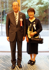 At the Official Residence, with his wife, Harumi