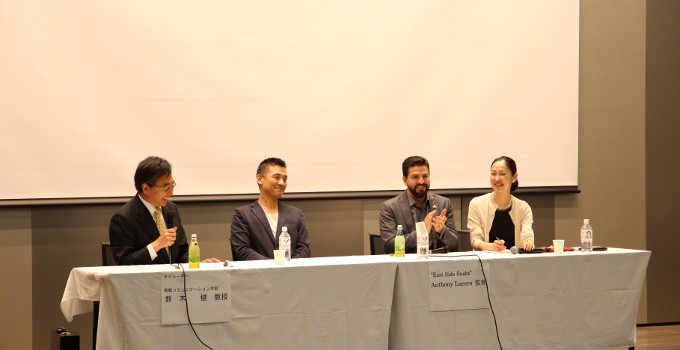 Yutaka Takeuchi, the protagonist of this movie (second from the left) and <br/>
director Anthony Lucero (second from the right) 