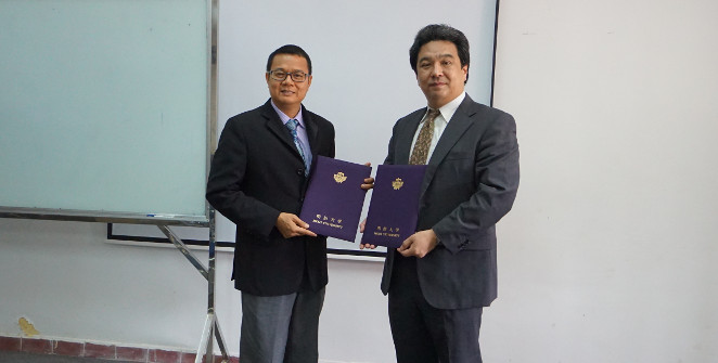 Concluding the agreement with Royal University of Fine Arts Rector Bong Sovath