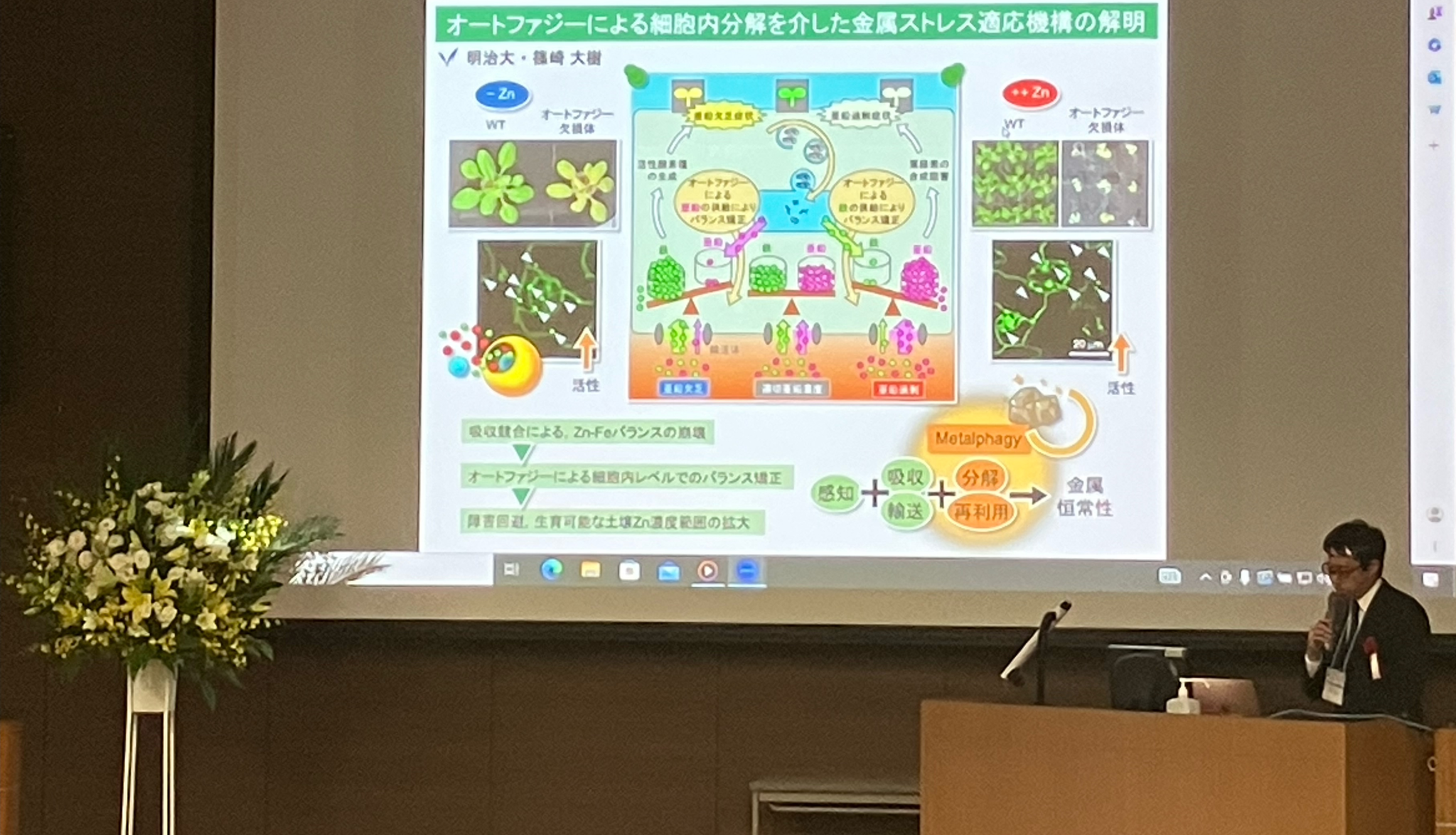 写真１：受賞講演を行う篠崎大樹博士