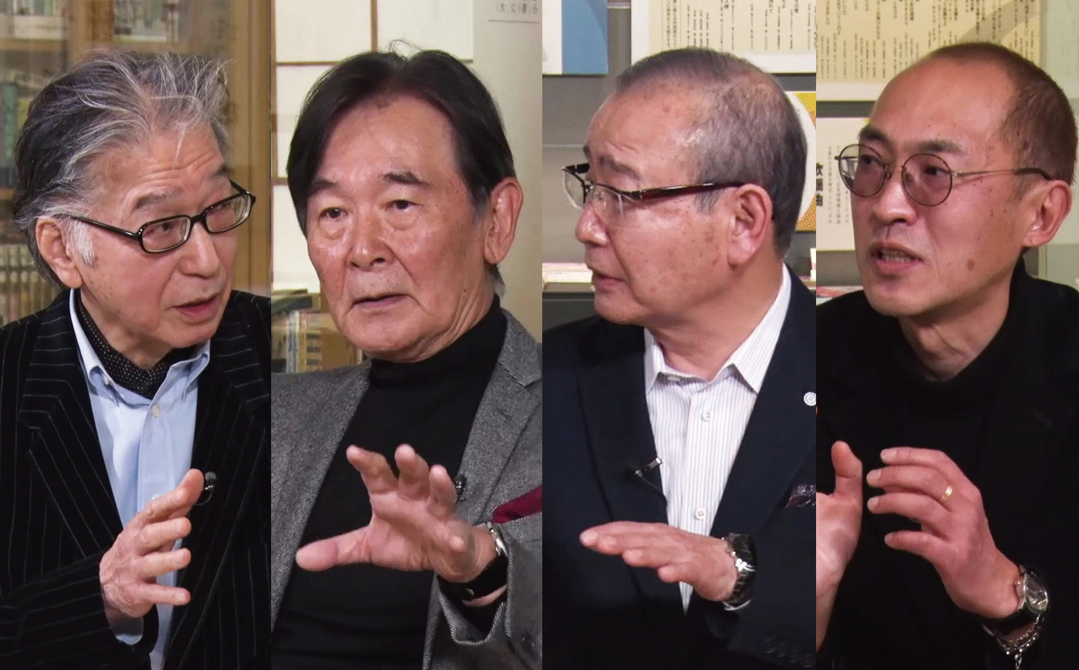 左から荒川強啓氏、都倉俊一氏、吉田悦志氏、深田太郎氏