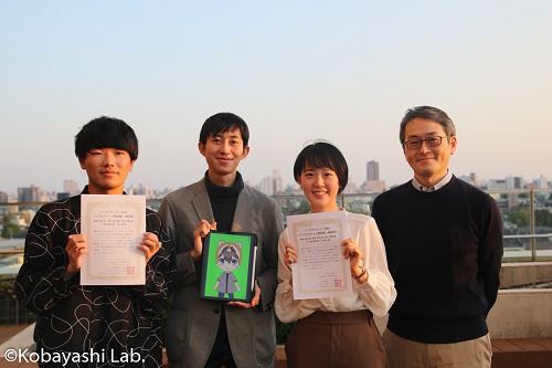 （左から）武井秀憲さん、越後 宏紀さん、阿部花南さん、小林稔教授