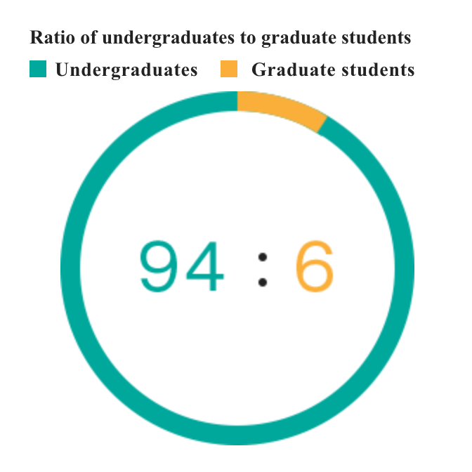 Ratio of undergraduates to graduate students / Undergraduates:Graduate students（94:6）