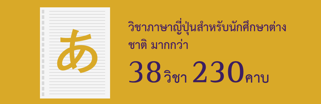 วิชาภาษาญี่ปุ่นสําหรับนักศึกษาต่าง ชาติ มากกว่า 38 วิชา 230 คาบเรียน