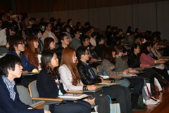 New International students listening to the orientation
