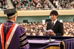Mr. Akiyama, School of Agriculture, giving an address (morning ceremony)