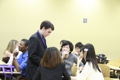 Student supporters meeting the students from Northeastern University for the first time 
