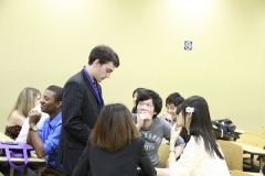 Student supporters meeting the students from Northeastern University for the first time 
