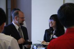 Professor Bosso enjoying a chat with student supporters