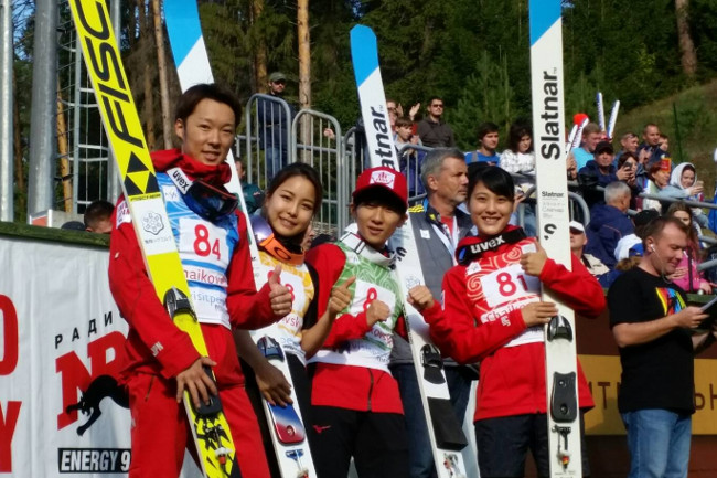 The four members of Team Japan (from left: Kobayashi, Takanashi, Sato, and Maruyama) (Photo: Nozomi Maruyama)