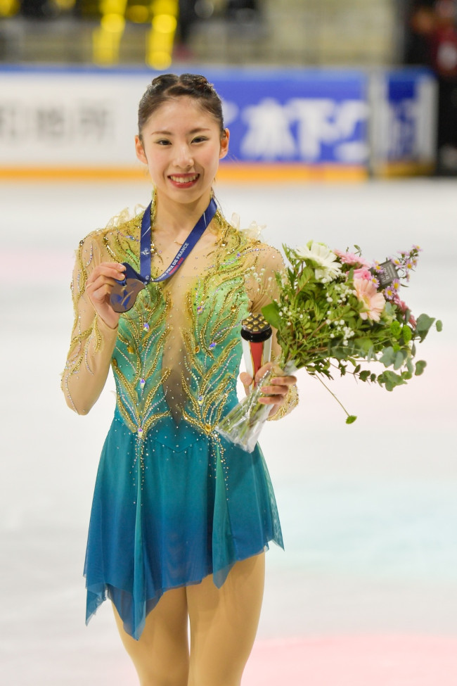 Sumiyoshi won third place in her first Grand Prix Series appearance<br/>
(Photo by Raniero Corbelletti/AFLO)