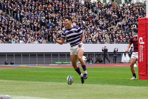 Takaya Saito celebrates his second try of the day (3rd minute of the second half)<br/>
<br/>
<br/>
