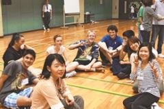Middle school students from Japan and New Zealand having fun together