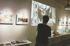 Materials addressing refugee issues also were displayed next to the film venue