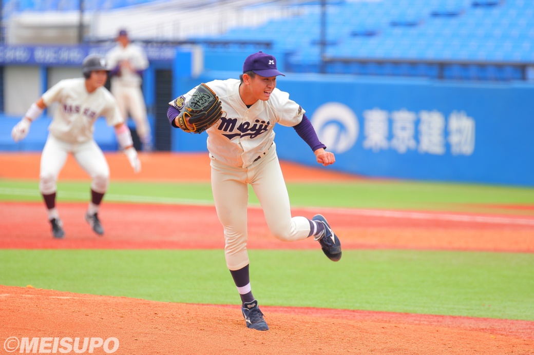 先発好投した石原勇輝投手（商学部4年）