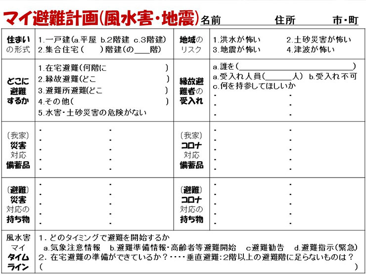 マイ避難計画フォーマット